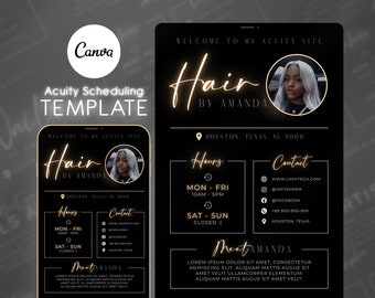 Hair Stylist Acuity Scheduling Template, Acuity Scheduling Template, Hair Stylist Website, Canva Template, FH02LT