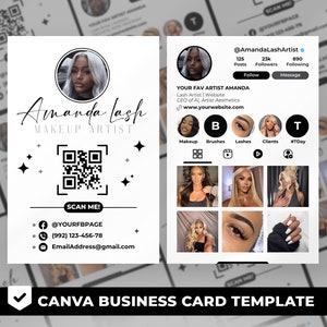 Cartes de visite Instagram, modèle de carte de visite DIY Canva, cartes d'influence IG, cartes numériques pour petites entreprises, 2 x 3 po, FHB05