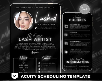 Lash Tech Acuity Scheduling Template,Lash Tech Website, Lash Tech Branding, White Acuity Website, Canva Template, FHB03