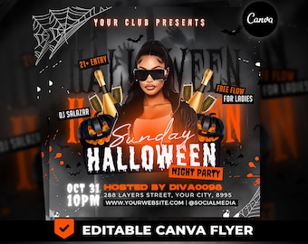 Halloween Party Flyer, Editable Halloween Party Invitation, Halloween Party Flyer Canva 13