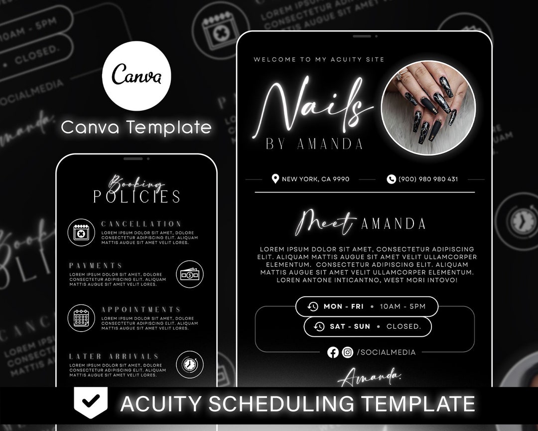 Nail Tech Acuity Scheduling Template, Nail Tech Branding, Nail Tech ...