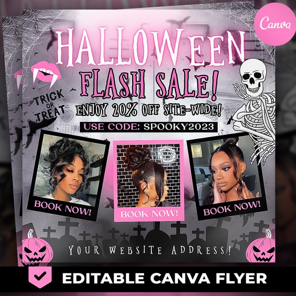 Halloween Flash Sale Flyer, October Fall Sale, Halloween Flyer, Canva 4x4 Inch, FHB07