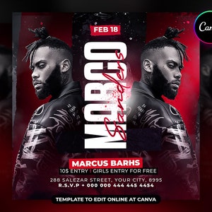 EDITABLE Party Flyer, Canva Club Flyer Template perfect for DJ or Night Club Events, 4x4 Inch