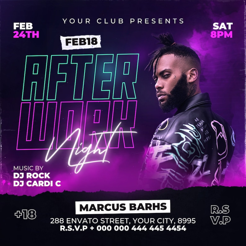 Bundle Club Flyer Templates, Party Flyers Bundle, Canva Editable Template, Club Flyer Canva, DJ Flyer Bundle, Instagram, Facebook image 2
