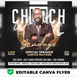 Canva Church Flyer, Church Service Flyer, School Flyer, Anniversary Flyer, Social Media, Instagram, Facebook