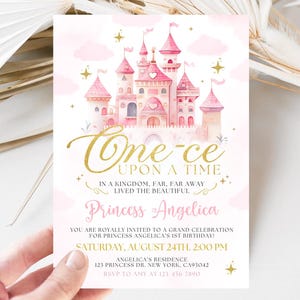 Princess 1st Birthday Invitation, One-ce Upon a Time First Birthday Invitation, Girl First Birthday Invitation, LP02251
