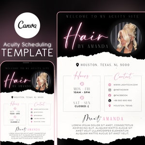 Hair Stylist Acuity Scheduling Template, Acuity Scheduling Template, Hair Stylist Website, Canva Template, NEW08