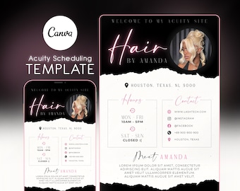 Hair Stylist Acuity Scheduling Template, Acuity Scheduling Template, Hair Stylist Website, Canva Template, NEW08