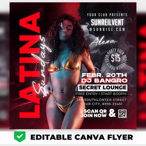 EDITABLE Party Flyer, Club Flyer Template, Night Club, DIY Event Flyer, Club Flyer for Canva, Instagram, Facebook