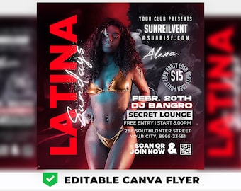 EDITABLE Party Flyer, Club Flyer Template, Night Club, DIY Event Flyer, Club Flyer for Canva, Instagram, Facebook