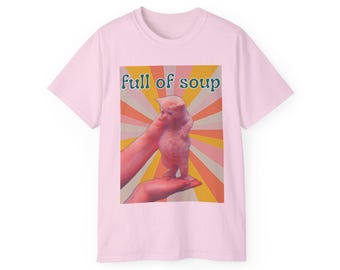 Meme viral de gatito lleno de sopa - Chiste gracioso de gatos - Diseño gráfico de estilo retro - Regalo de gatito adorable - Camiseta unisex de algodón ultrafino
