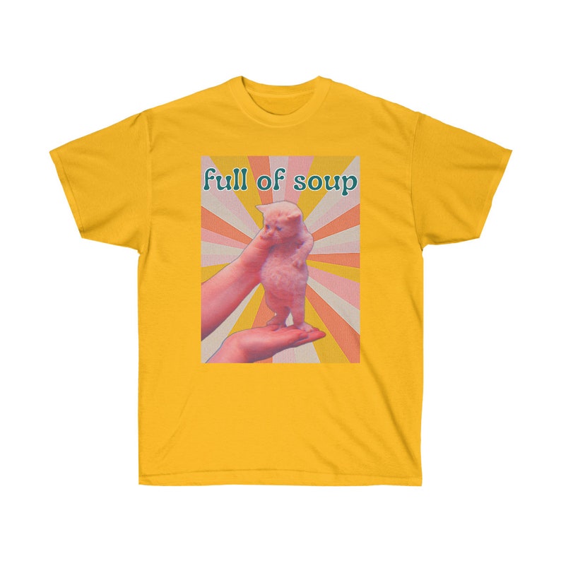 Smol Full of Soup Kitten Viral Meme Funny Cat Joke Retro Style Graphic