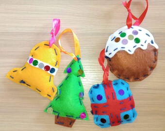 Felt Christmas hanging decorations