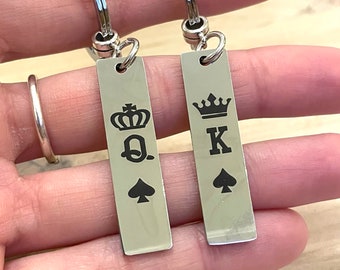 Couples King and Queen Keyring | Poker Inspired Gift | Anniversary or Valentines Gift for Him and Her