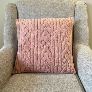 Dusky Pink Fairisle Print Cushion Cover | Soft Pink Cosy Fleece Cushion | Cosy Winter Decor | M23100