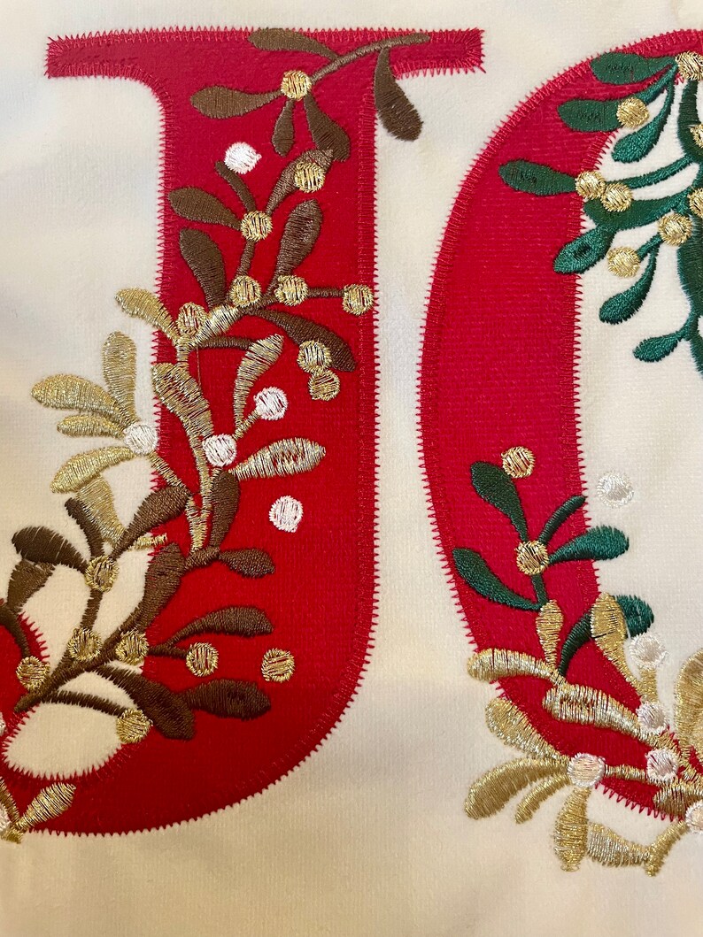 White and Red Christmas Joy Cushion Cover Festive Wording Design Pretty