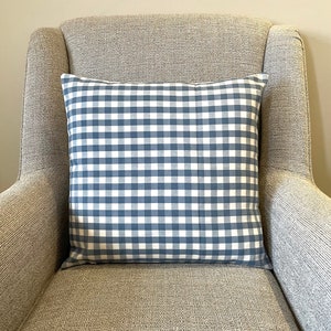 Blue Gingham Checkered Cushion Cover | Cosy Cottage Neutrals | Denim Blue Gingham