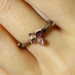 Real alchemy floral ring in lilac colored silver, Hydrangea flower, lightweight ring, botanical ring unique
