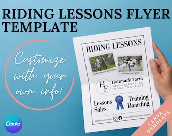 Mall för flygblad för ridlektioner | Canva-flyermall | Flyer för ridlektioner | Direktnedladdning