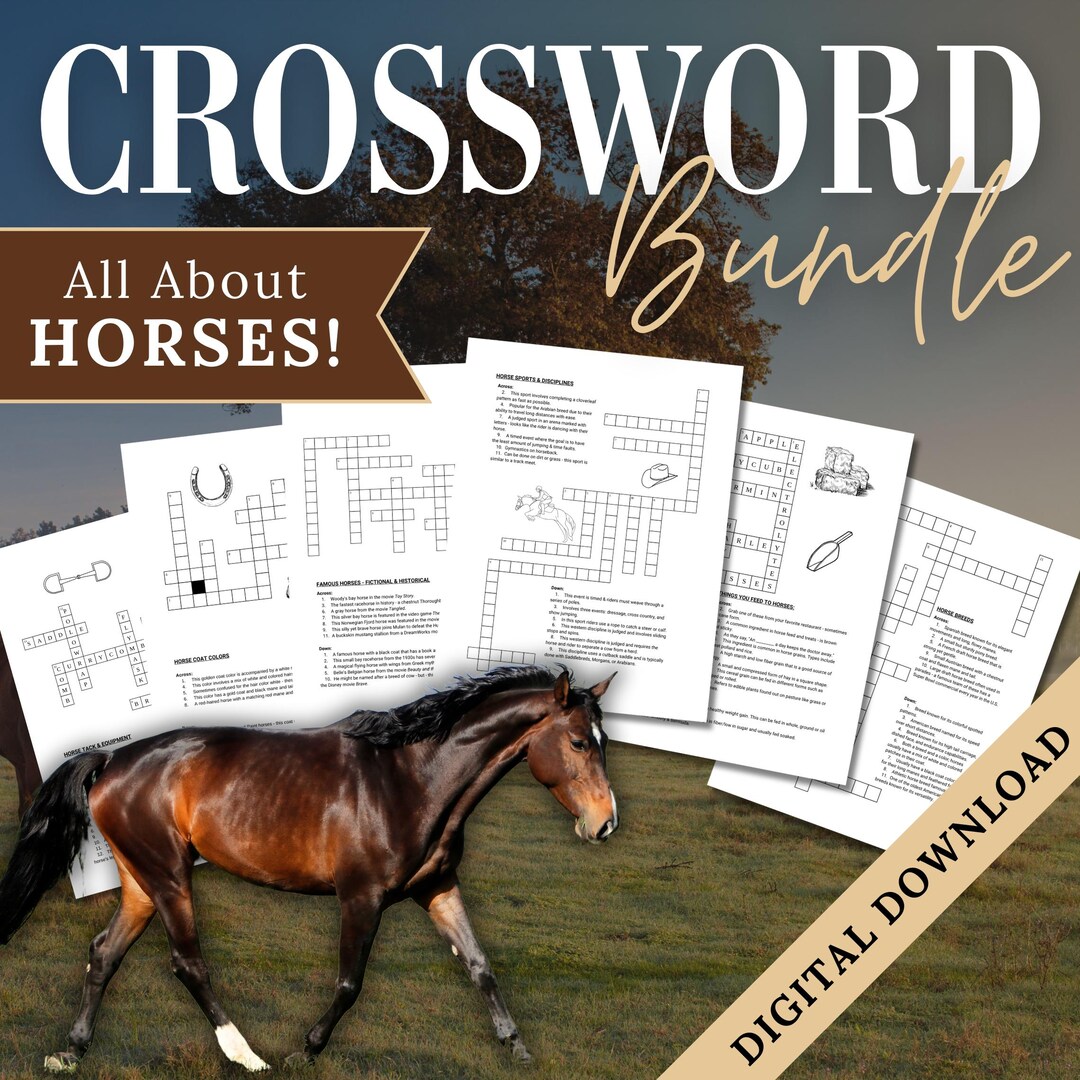 Horse themed Crossword Puzzle Bundle Horse Camp Activity or Game Horse themed Crossword Puzzle Bundle Horse Camp Activity or Game
