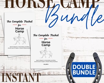 DOUBLE BUNDLE Horse Camp Lessons and Activities Packet | Horseback Riding Lesson Plans | Horse Workbooks | Pony Camp Plans | Equestrian Camp