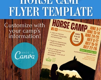 Horse Camp Flyer Template | Equestrian Summer Camp (Canva)