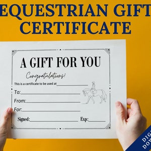 Horseback Riding Gift Certificate | Horse Lessons Gift Voucher | Printable Birthday Gift Experience