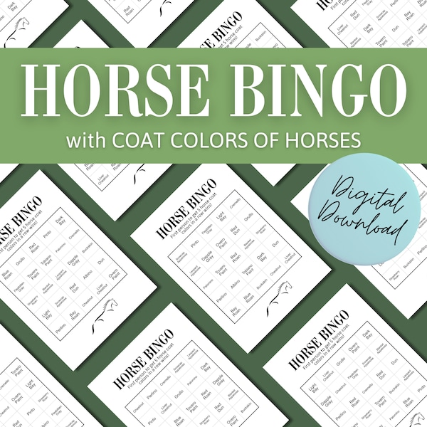 Horse Bingo Card | Horse Camp Worksheet | Horseback Riding Lesson Activity | Pony Camp Printable | Horse Game | Color of Horse Coat Matching