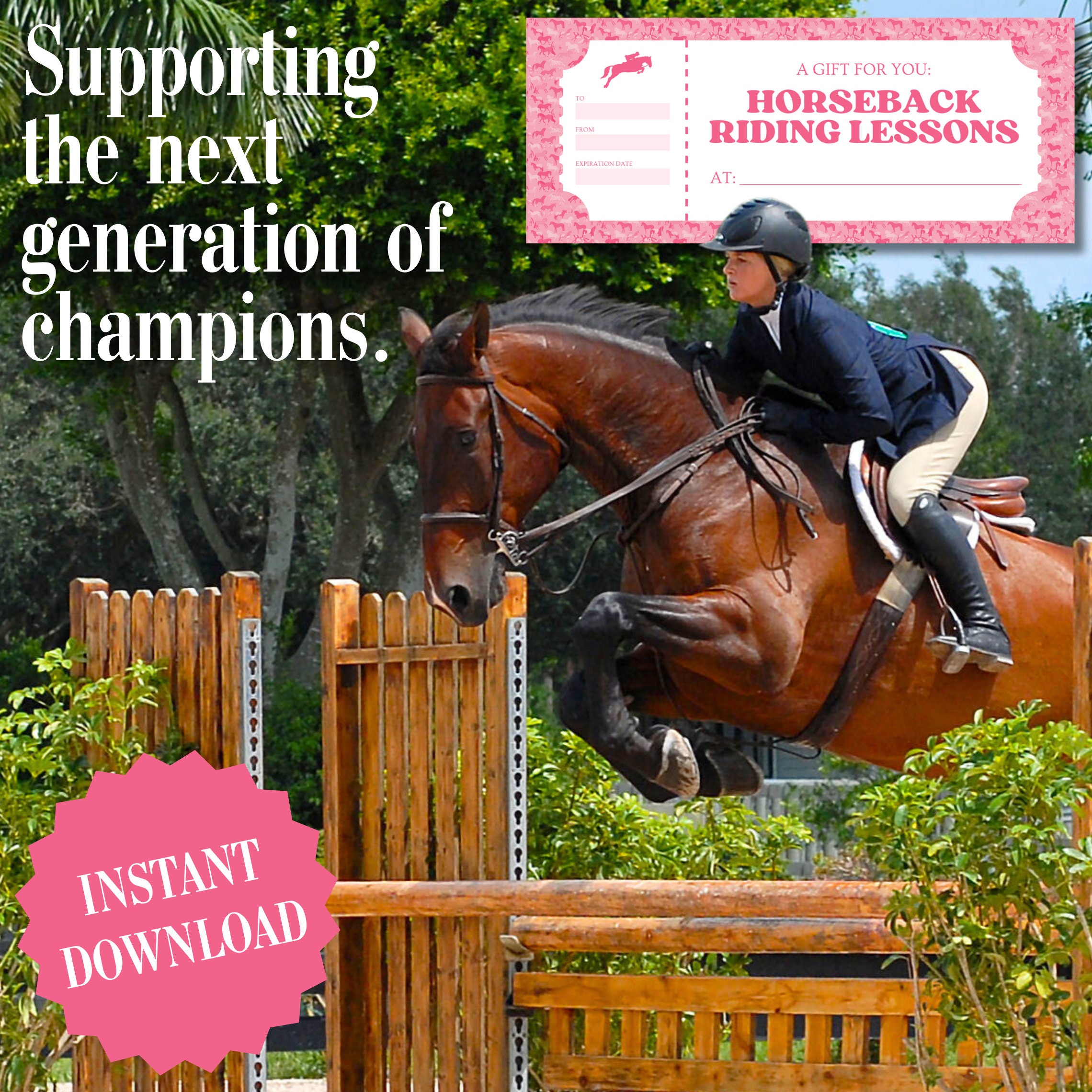 Horseback Riding Gift Certificate Horse Camp Voucher Horse Riding