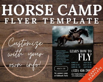 Horse Camp Flyer Template | Canva Flyer Template | Summer Camp Flyer | Instant Download