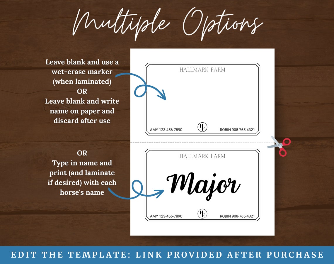 Stall Card Template | Horse Name Plate | Horse Stall Name Card | Horse