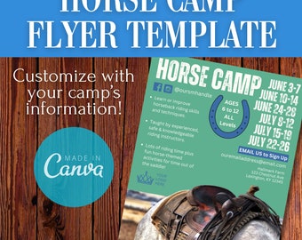 Horse Camp Flyer Template | Equestrian Summer Camp (Canva)