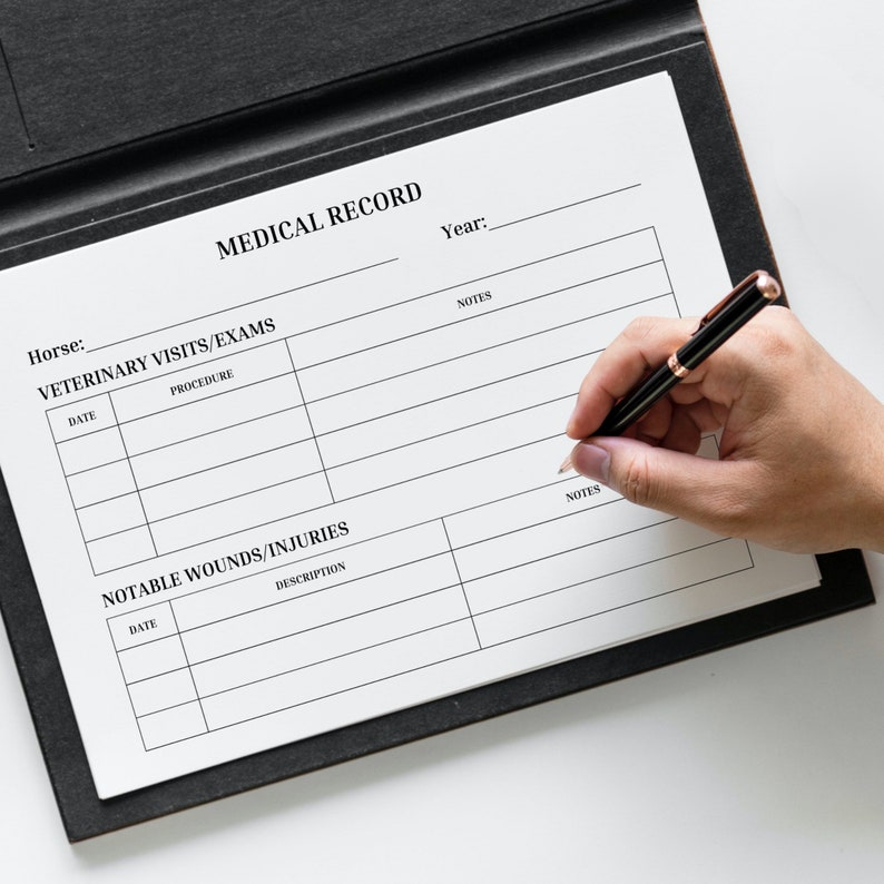 Horse Medical Record Tracking Equine Veterinary Visit Log Vaccination
