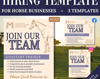 Equestrian Business Hiring Flyer Template | Horse Trainer, Farm (Digital Download)