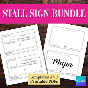 Stall Sign Template Bundle | Horse Name Plate Stall Card | Barn Signs Equine | Equestrian Hack Farm Manager Trainer Organization Printable