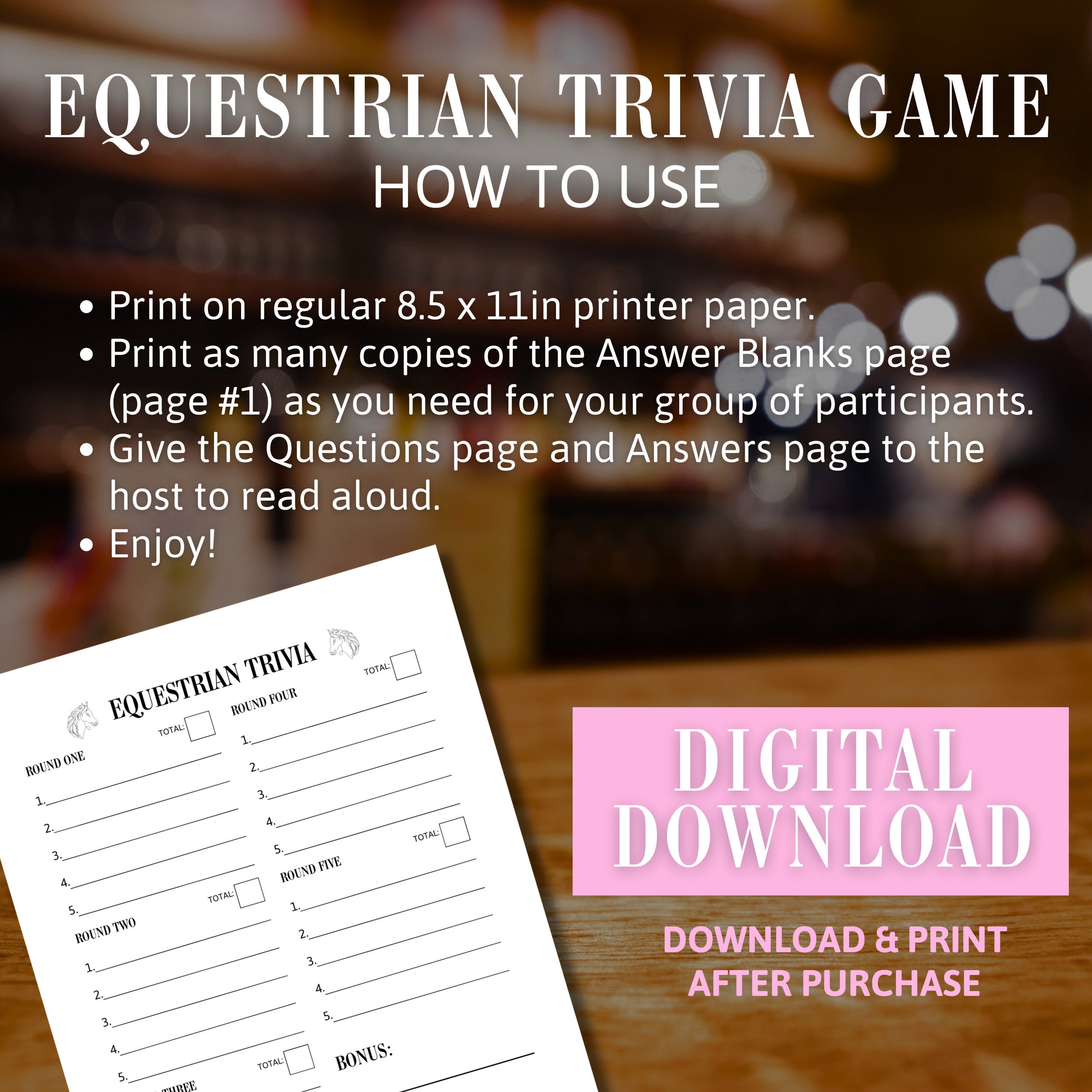 Horse Party Theme | Horses Game Printable Download | Equestrian Fun ...