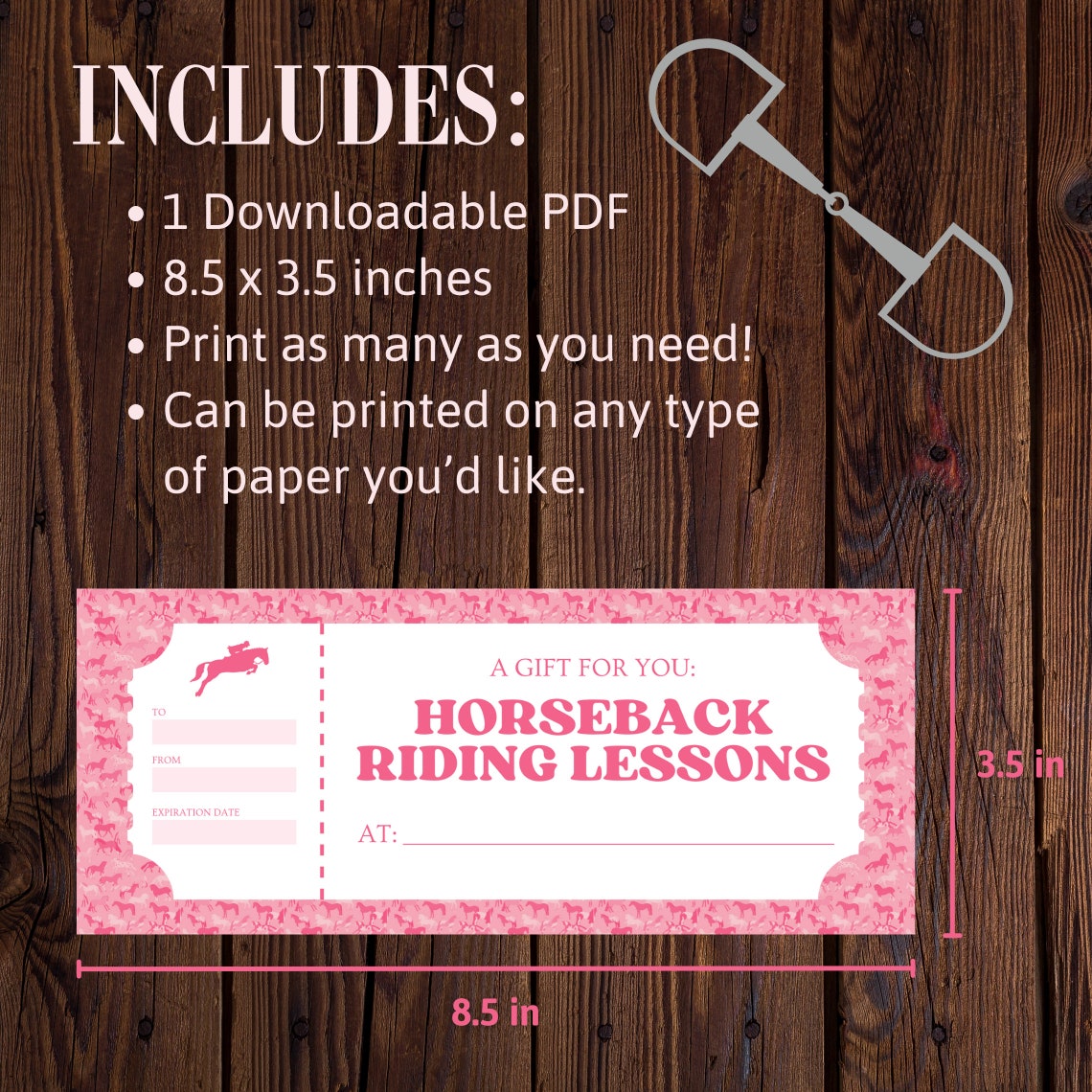 Horseback Riding Gift Certificate Horse Camp Voucher Horse Riding