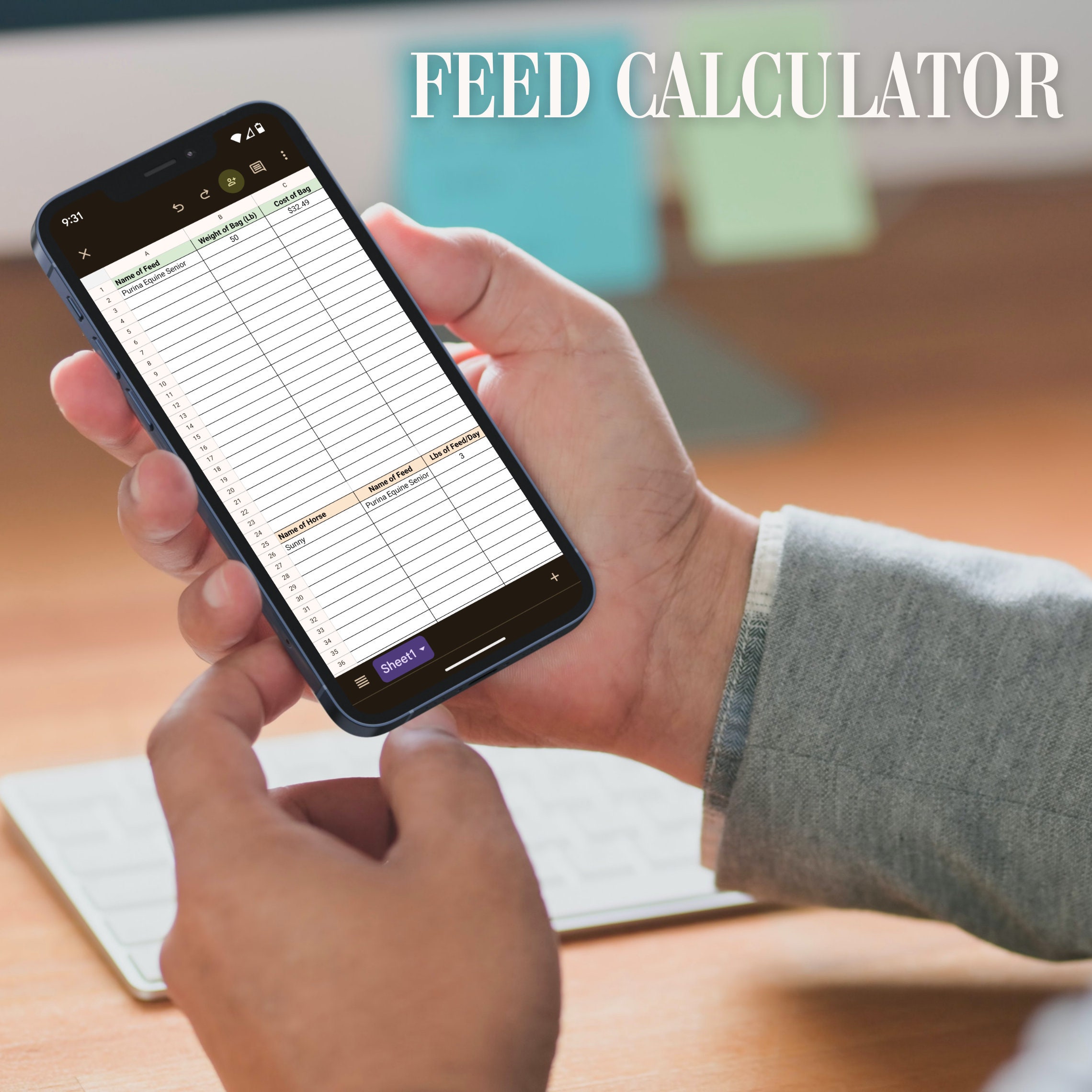 Horse Farm Management Spreadsheet Barn or Stable Organization Equine
