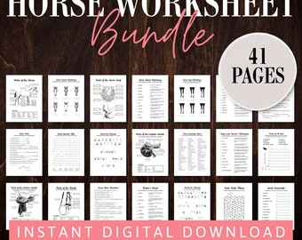 Horse Camp Worksheet Bundle | Horseback Riding Lesson Rain Day Activity | Homeschool Horse Worksheets | Equestrian Printable Workbook Packet