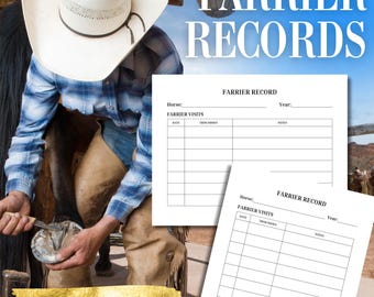 Horse Farrier Visit Log | Equine Record Keeping (Digital Download)