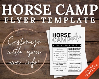 Horse Camp Flyer Template | Canva Flyer Template | Summer Camp Flyer | Instant Download