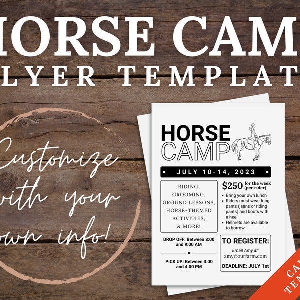 Horse Camp Flyer Template | Canva Flyer Template | Summer Camp Flyer | Instant Download