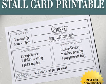 Horse Stall Sign Printable | Barn Name Plate Card (PDF Download)