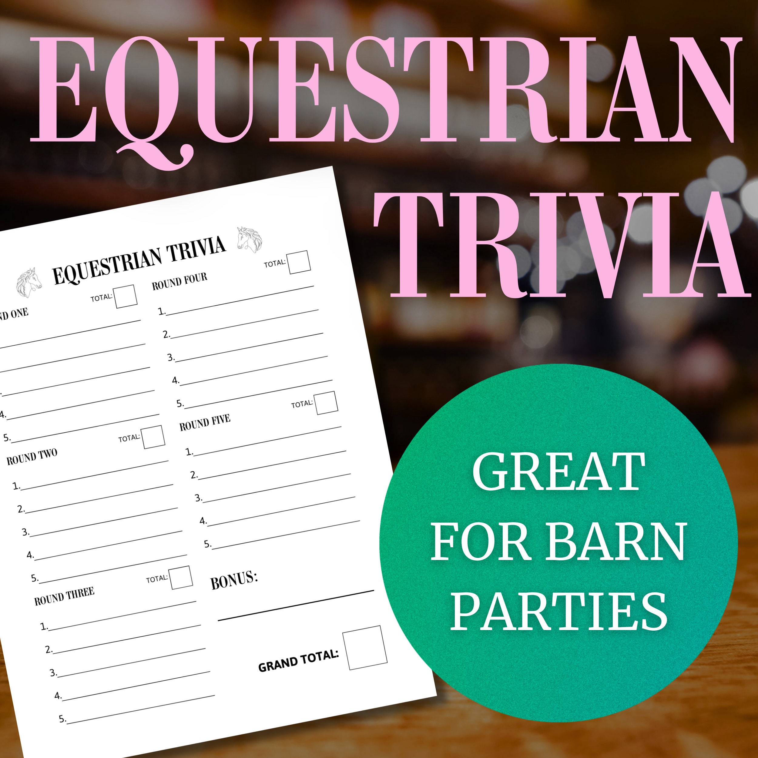 Horse Party Theme | Horses Game Printable Download | Equestrian Fun ...