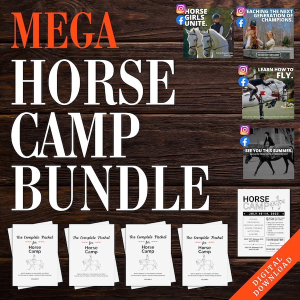 Horse Camp Bundle | Horse Activity Packet | Horseback Riding Lessons | Social Media Templates | Horse Camp Flyer | Summer Horse Camp Bundle