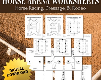 Horse Arena Worksheet Bundle | Racing, Dressage & Rodeo (Digital Download)