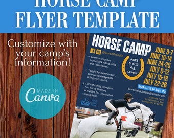 Horse Camp Flyer Template | Equestrian Summer Camp (Canva, Digital Download)