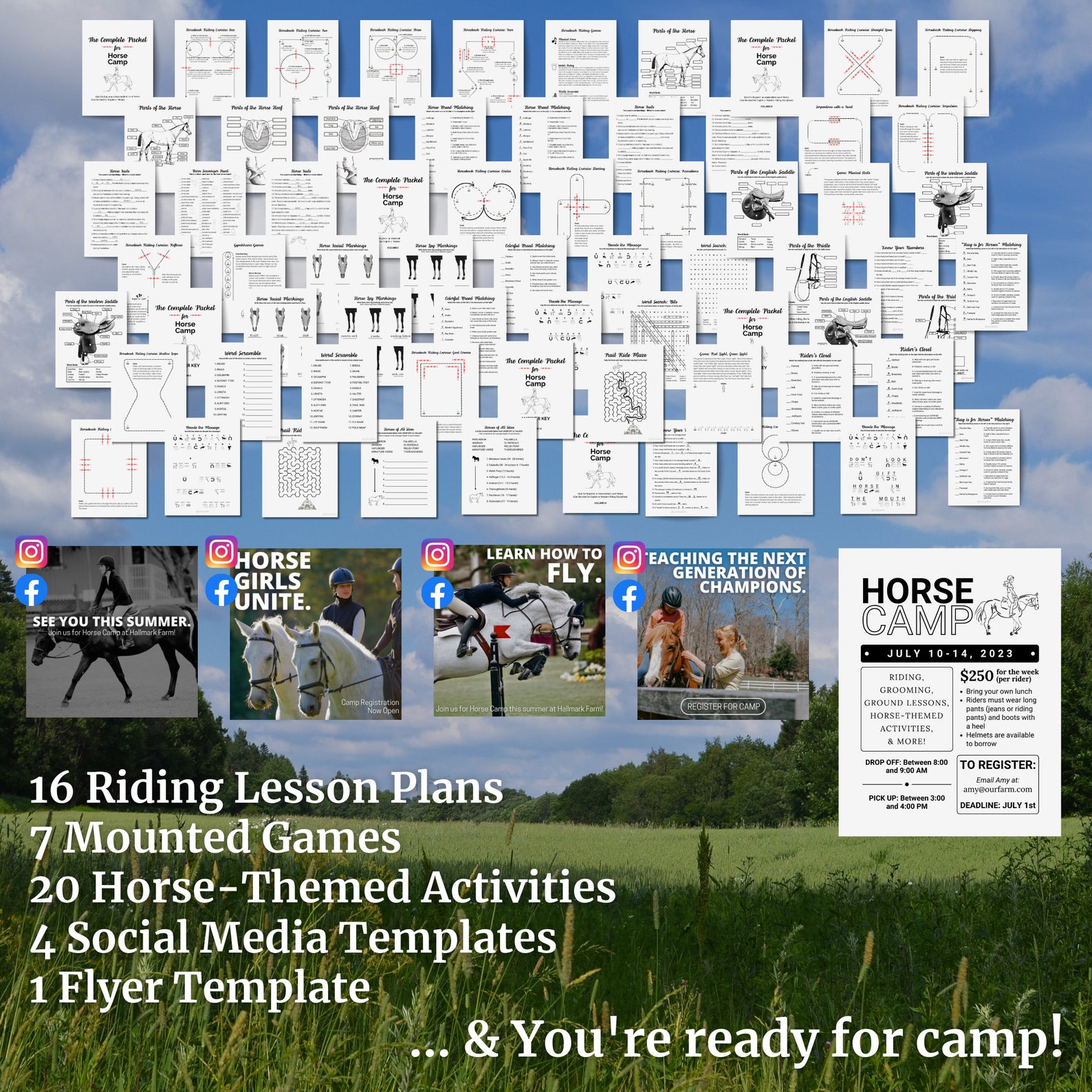 Horse Camp Bundle | Horse Activity Packet | Horseback Riding Lessons ...