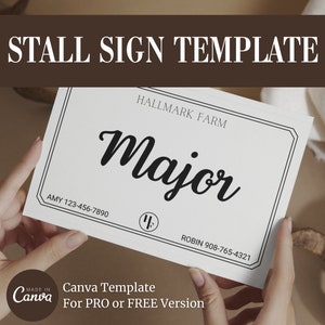 Modelo de sinal de tenda | Tenda da placa conhecida do cavalo cartão comemorativo | Celeiro assina equino | Equestrian Hack Farm Manager Pony Trainer Organização PDF para impressão