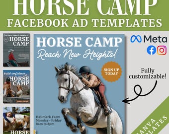 Horse Camp Facebook Ad Templates | Canva Social Media Marketing (Digital Download)